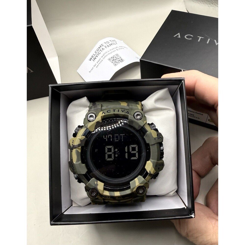 NEW IN BOX Activa X Invicta Digital Watch 56mm Camouflage Green (ACW1968-001)